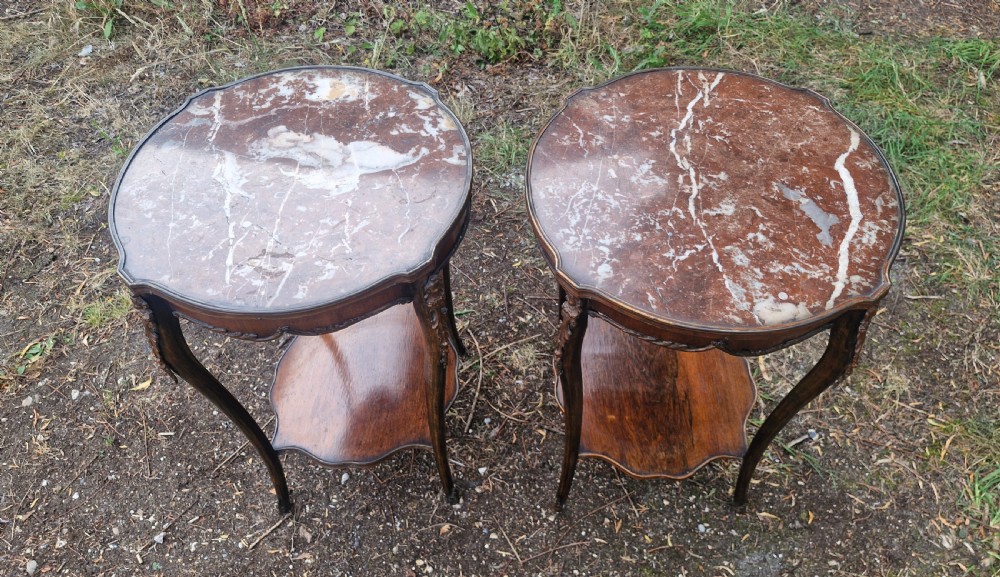 Pair of marble top occasional tables.  View V