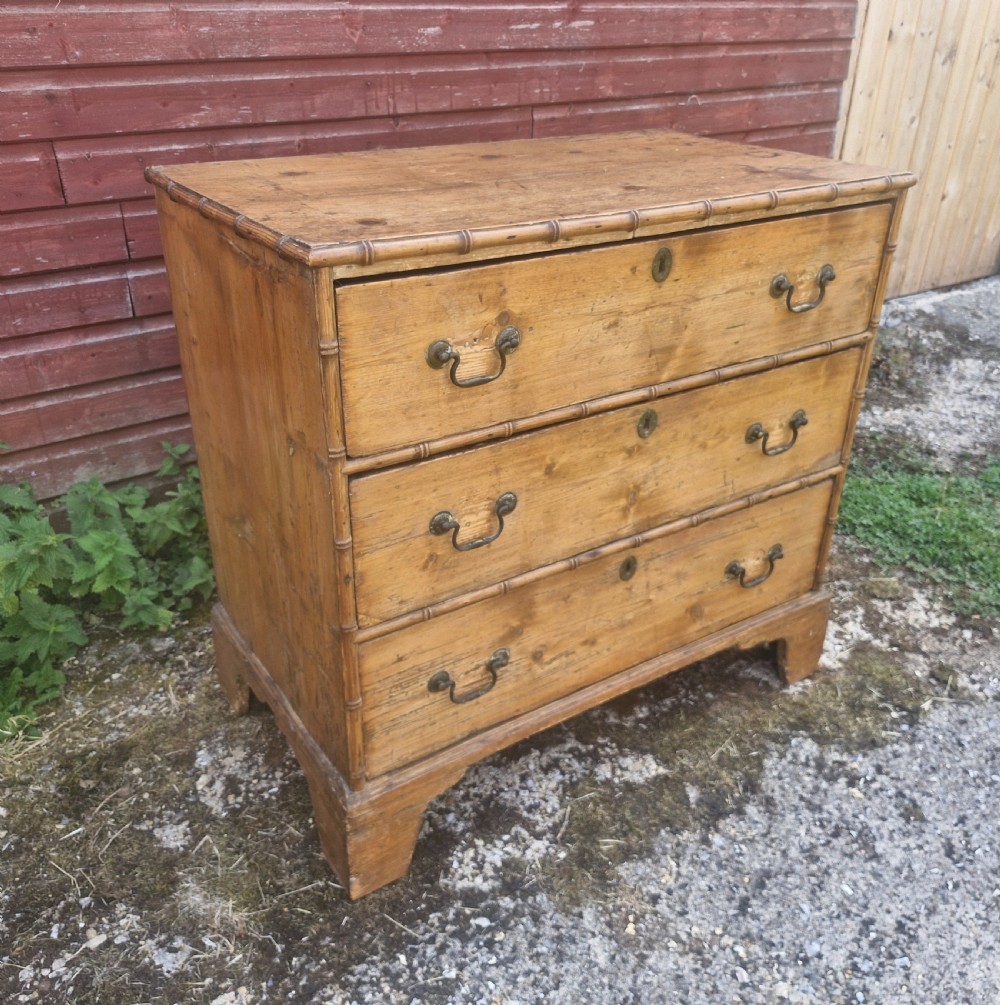 Regency pine chest of drawers with applied bamboo mouldings. View V
