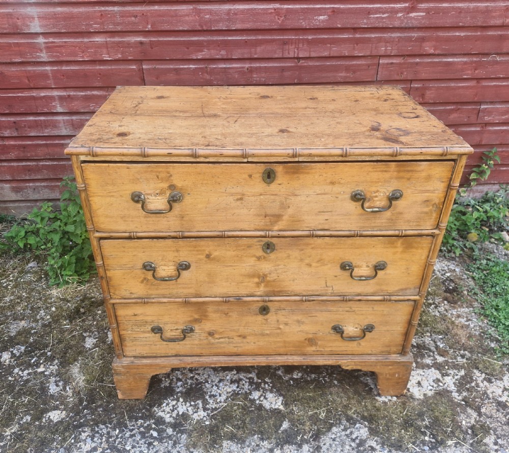 Regency pine chest of drawers with applied bamboo mouldings. View VI