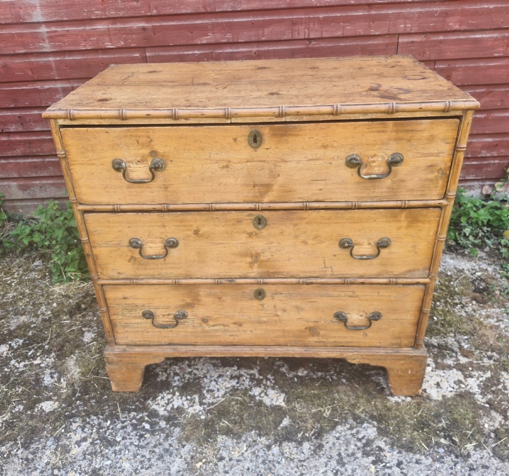 Regency pine chest of drawers with applied bamboo mouldings. View VII