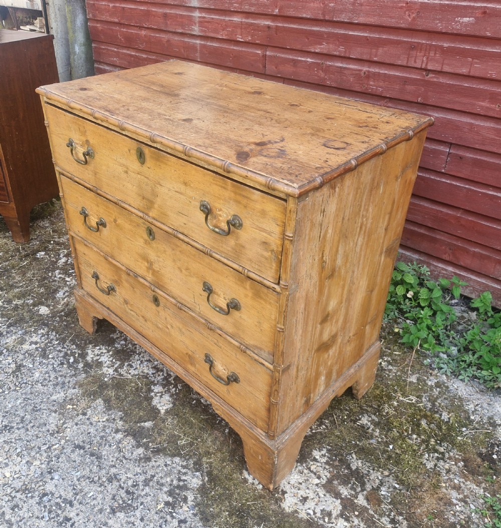 Regency pine chest of drawers with applied bamboo mouldings. View IX