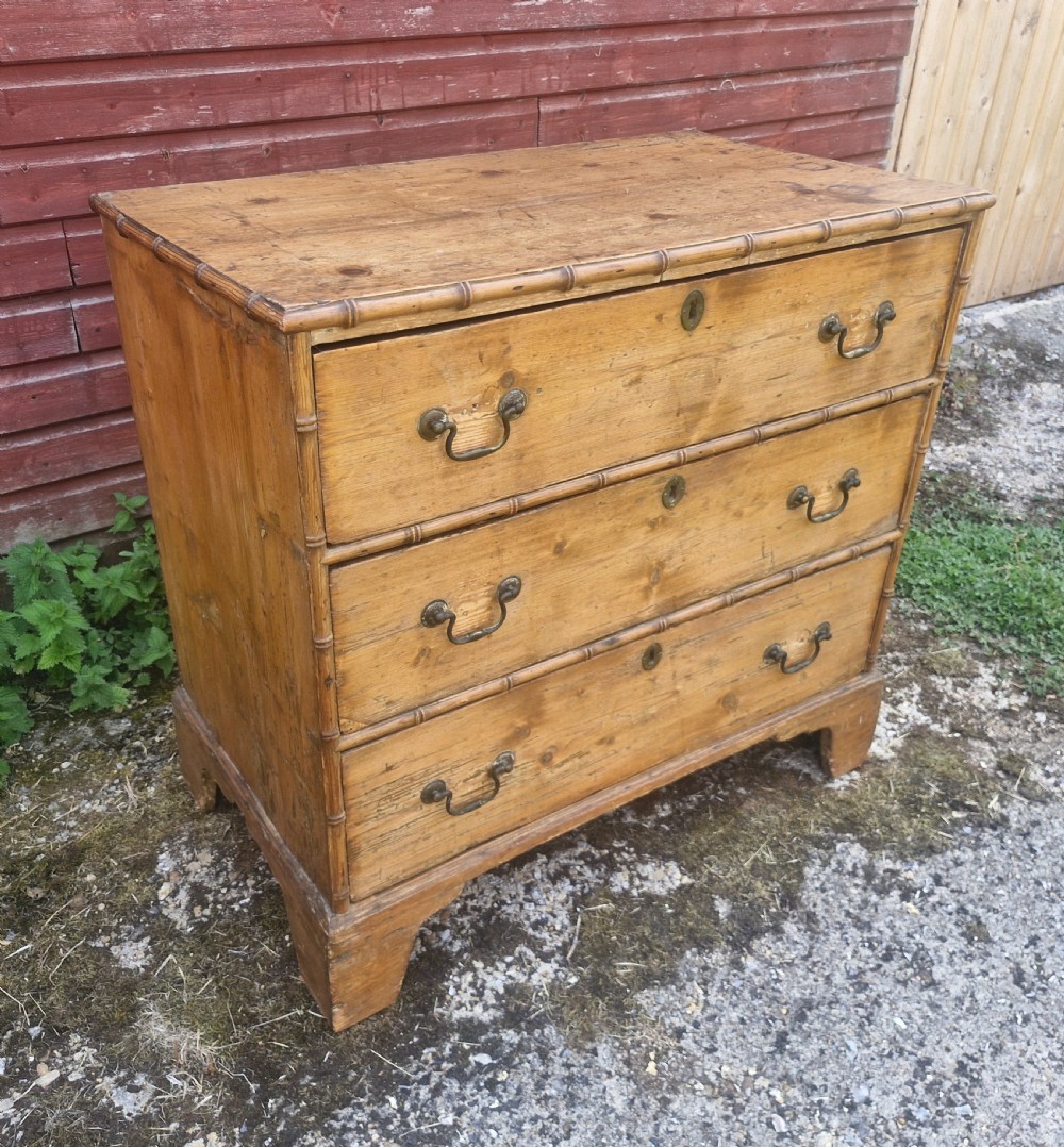 Regency pine chest of drawers with applied bamboo mouldings. View XII