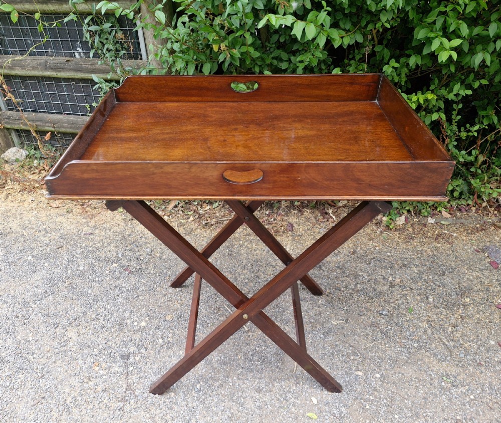 19th century mahogany butlers tray on stand. 