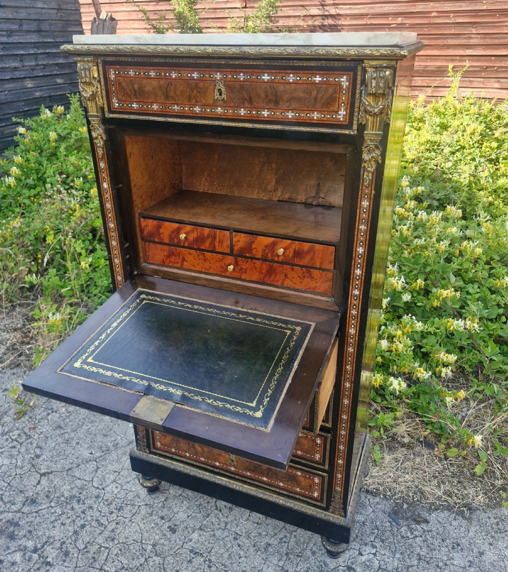 Lovely inlaid secretaire abbatant.  View VI
