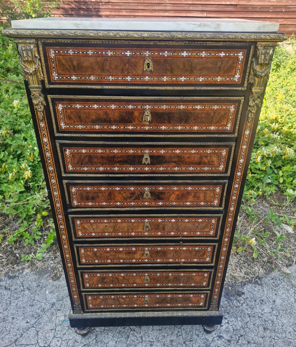Lovely inlaid secretaire abbatant.  View IX