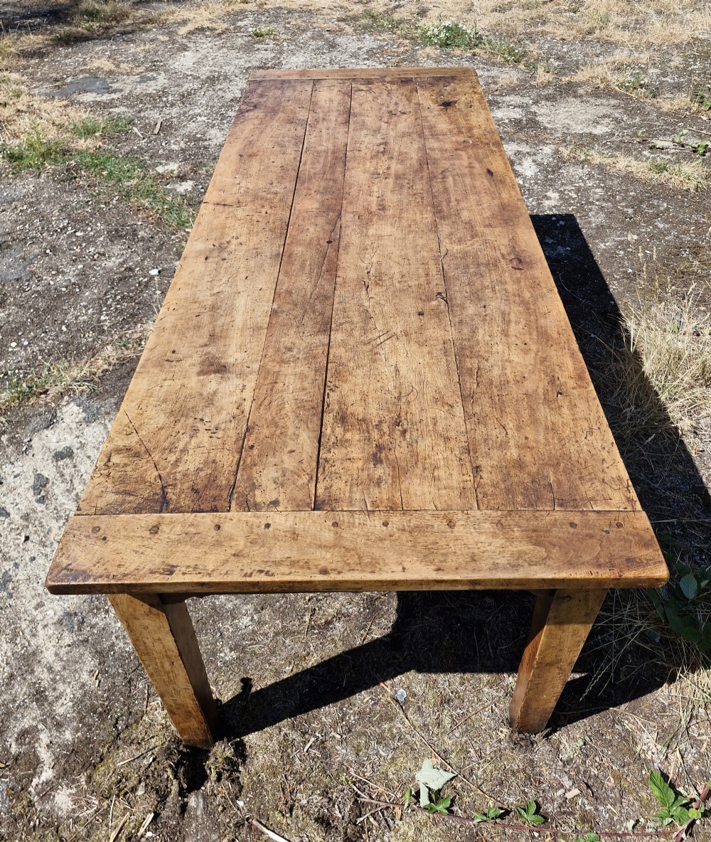 19th century farmhouse kitchen dining table with 2 drawers.  View II