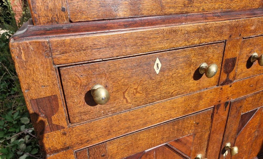 Early 19th century oak Welsh bread and cheese cupboard.  View II