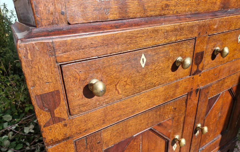 Early 19th century oak Welsh bread and cheese cupboard.  View VI