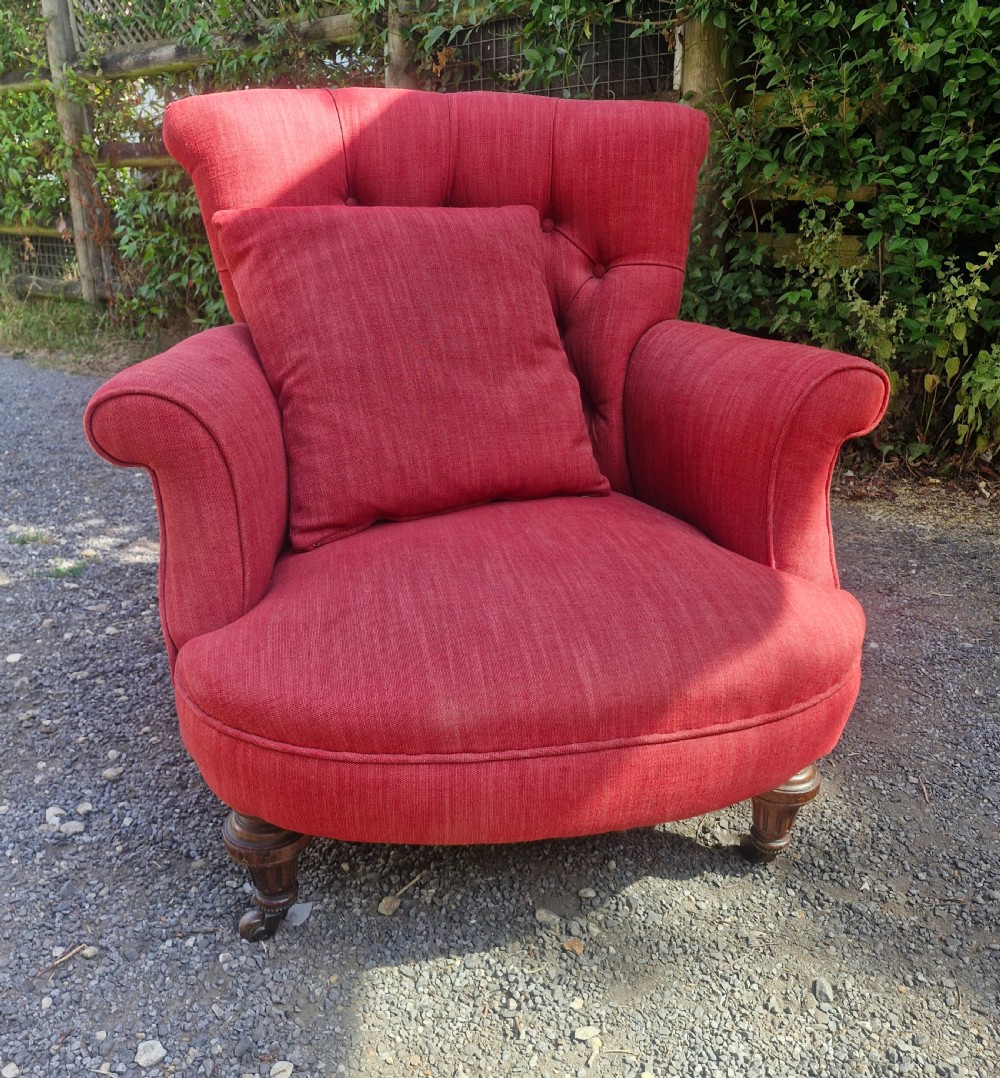 Victorian Woodstock style upholstered  bedroom armchair. View IV