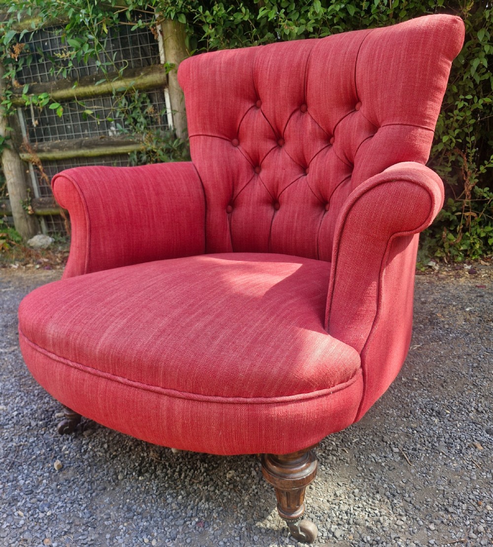 Victorian Woodstock style upholstered  bedroom armchair. View VI