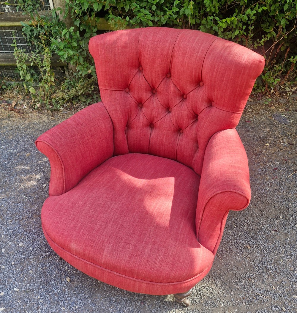 Victorian Woodstock style upholstered  bedroom armchair. View VIII