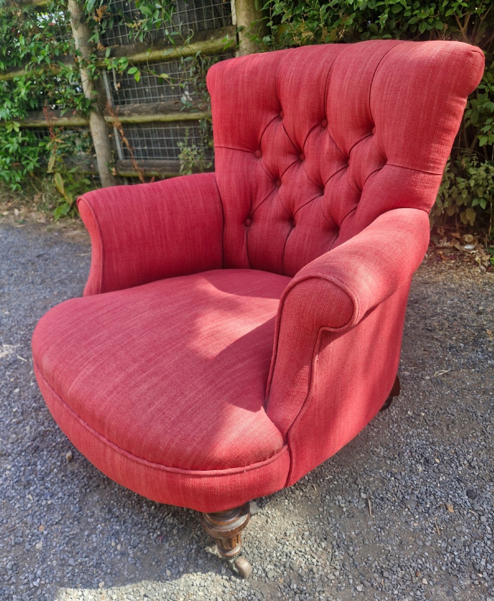 Victorian Woodstock style upholstered  bedroom armchair. View IX