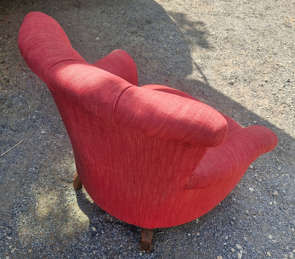 Victorian Woodstock style upholstered  bedroom armchair. View XII