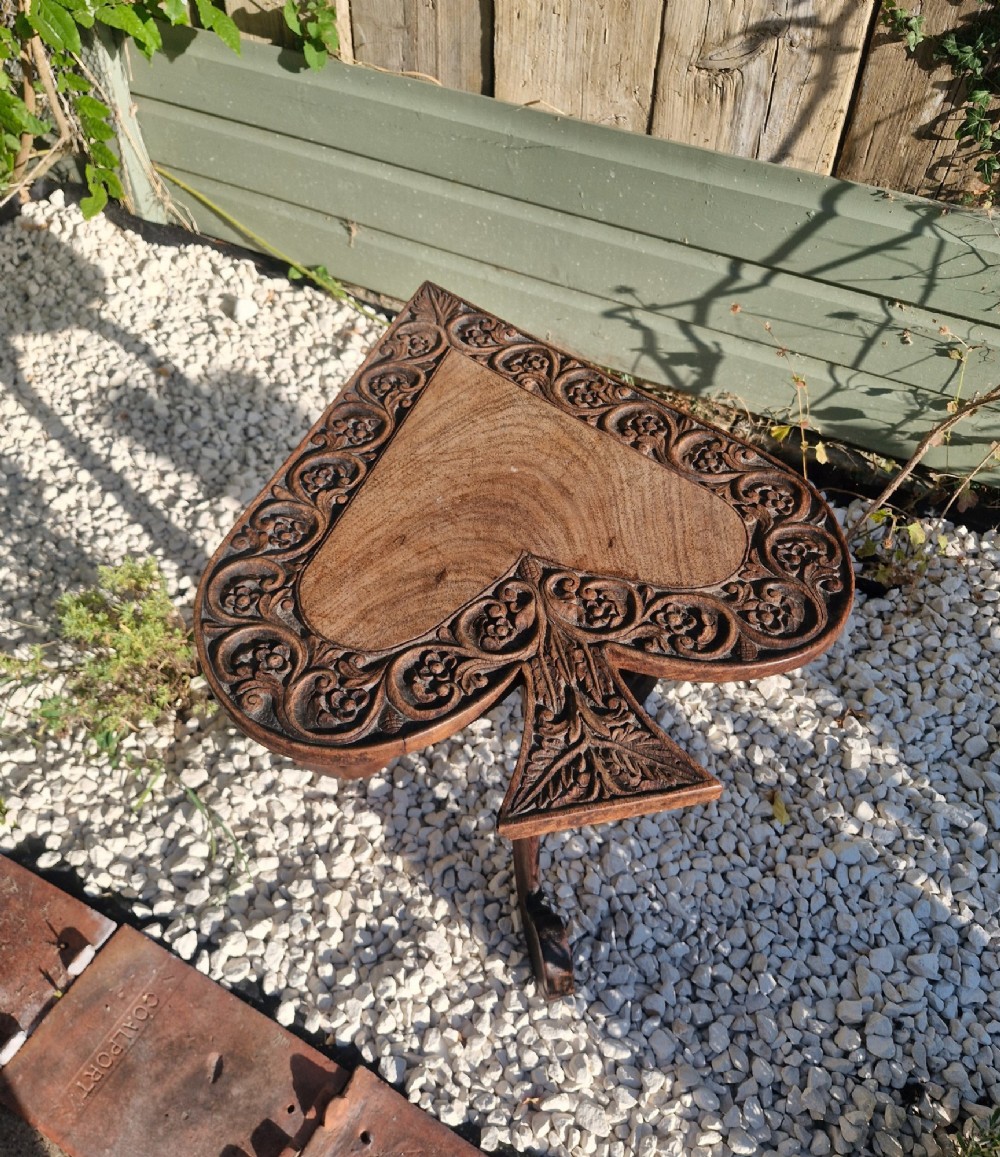 Unusual carved Anglo Indian occasional table. View VII