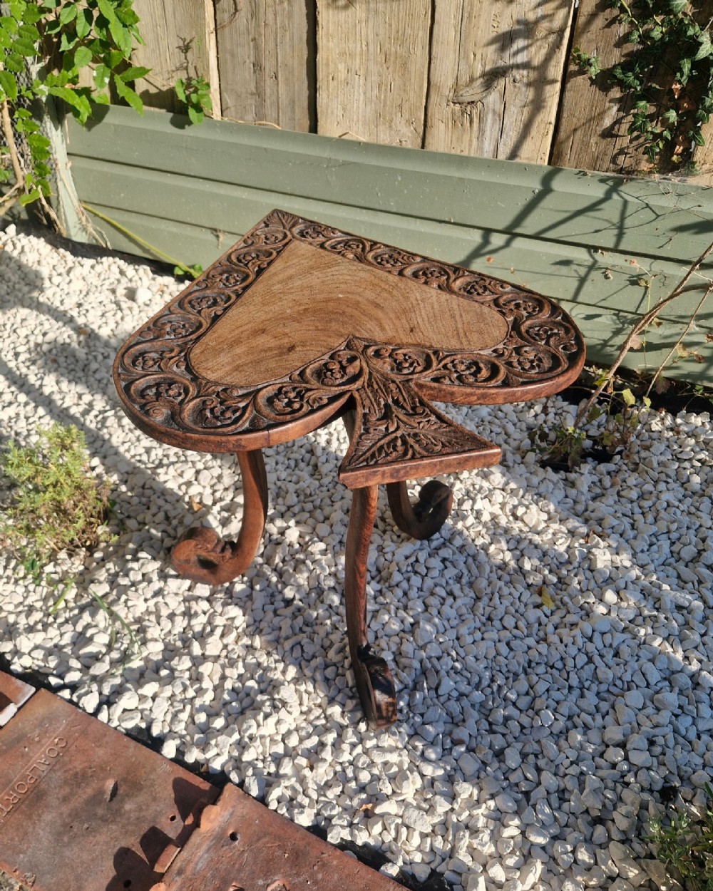 Unusual carved Anglo Indian occasional table. View VIII