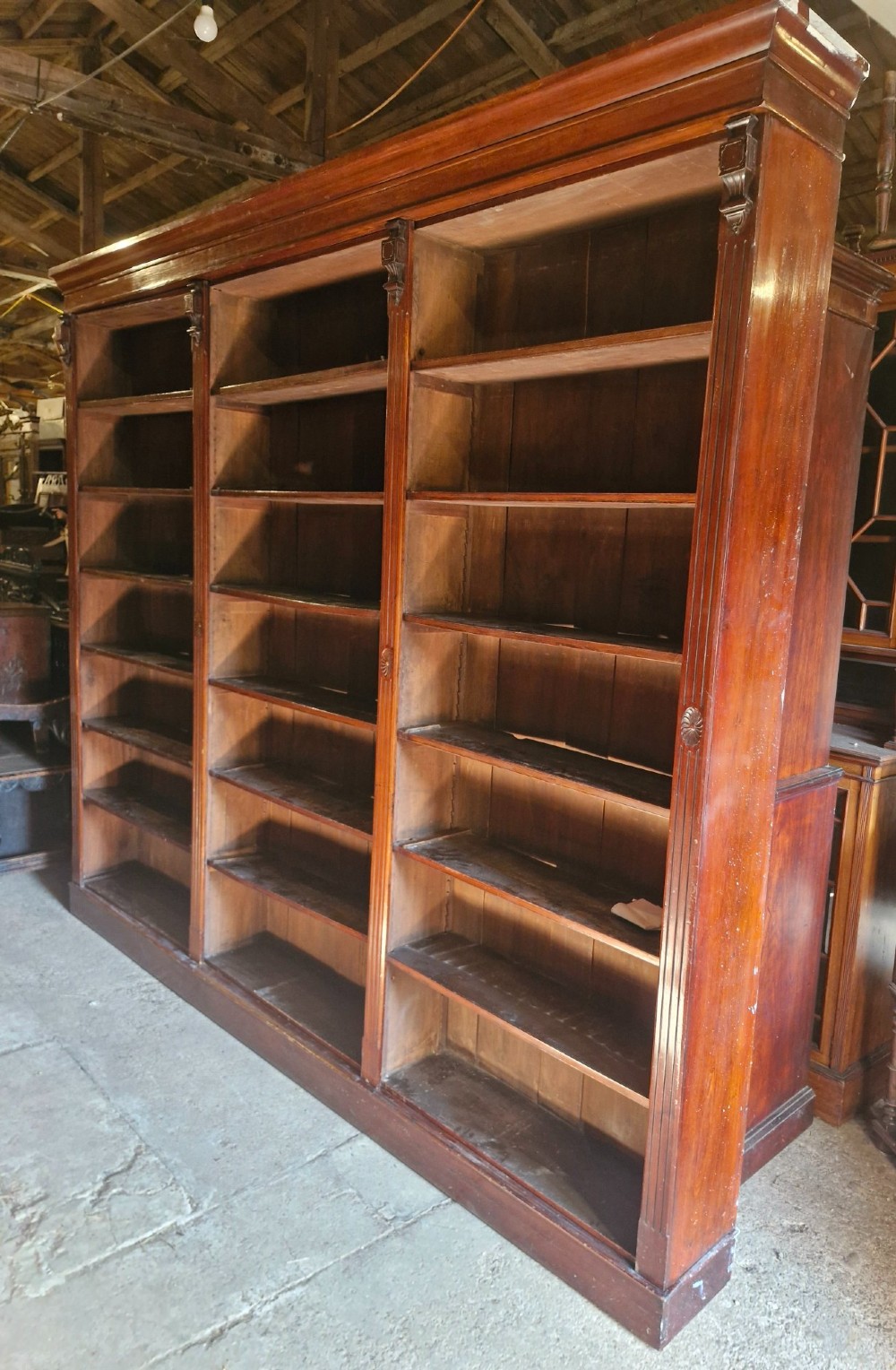 Large Late Victorian open front bookcase by S&H Jewell.