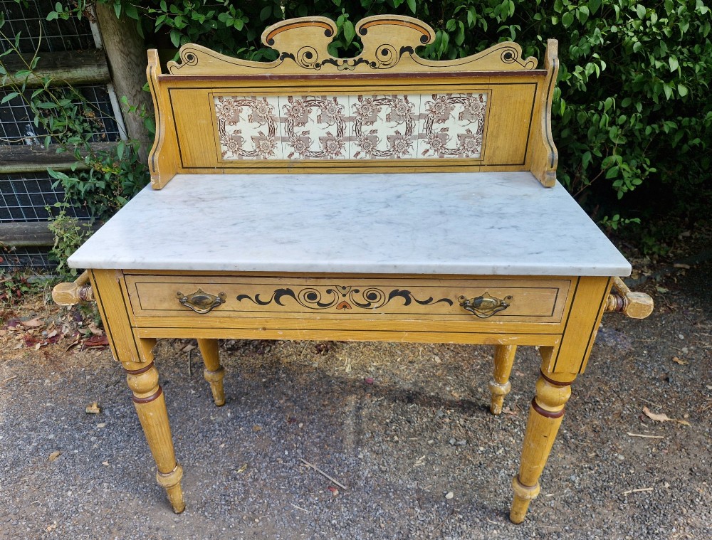 Pretty original painted and decorated late Victorian washstand.