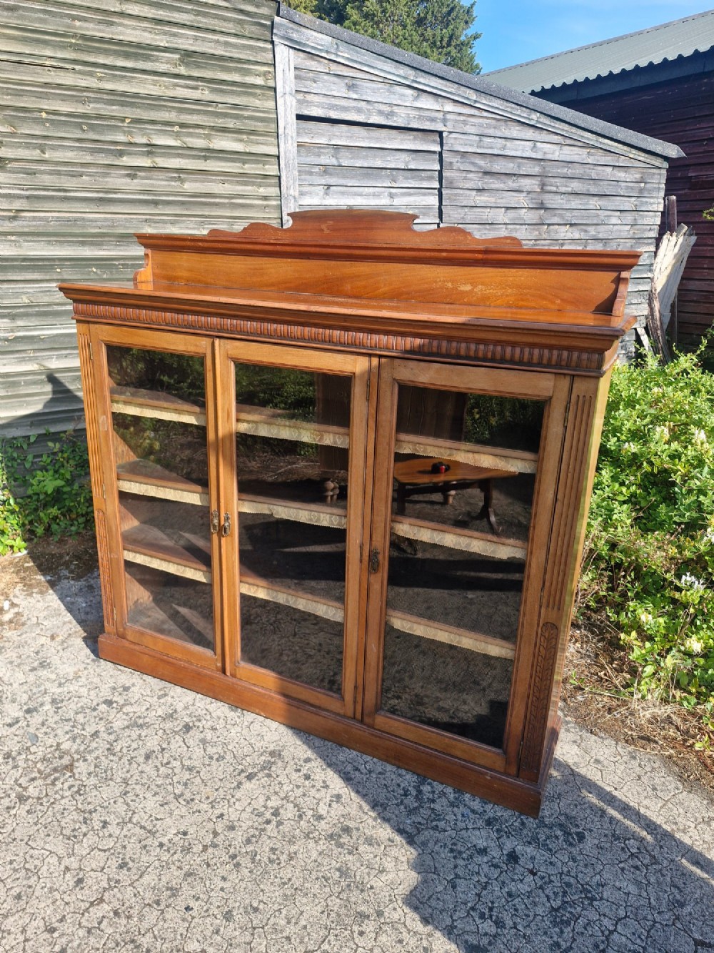 Late Victorian glazed bookcase cabinet.