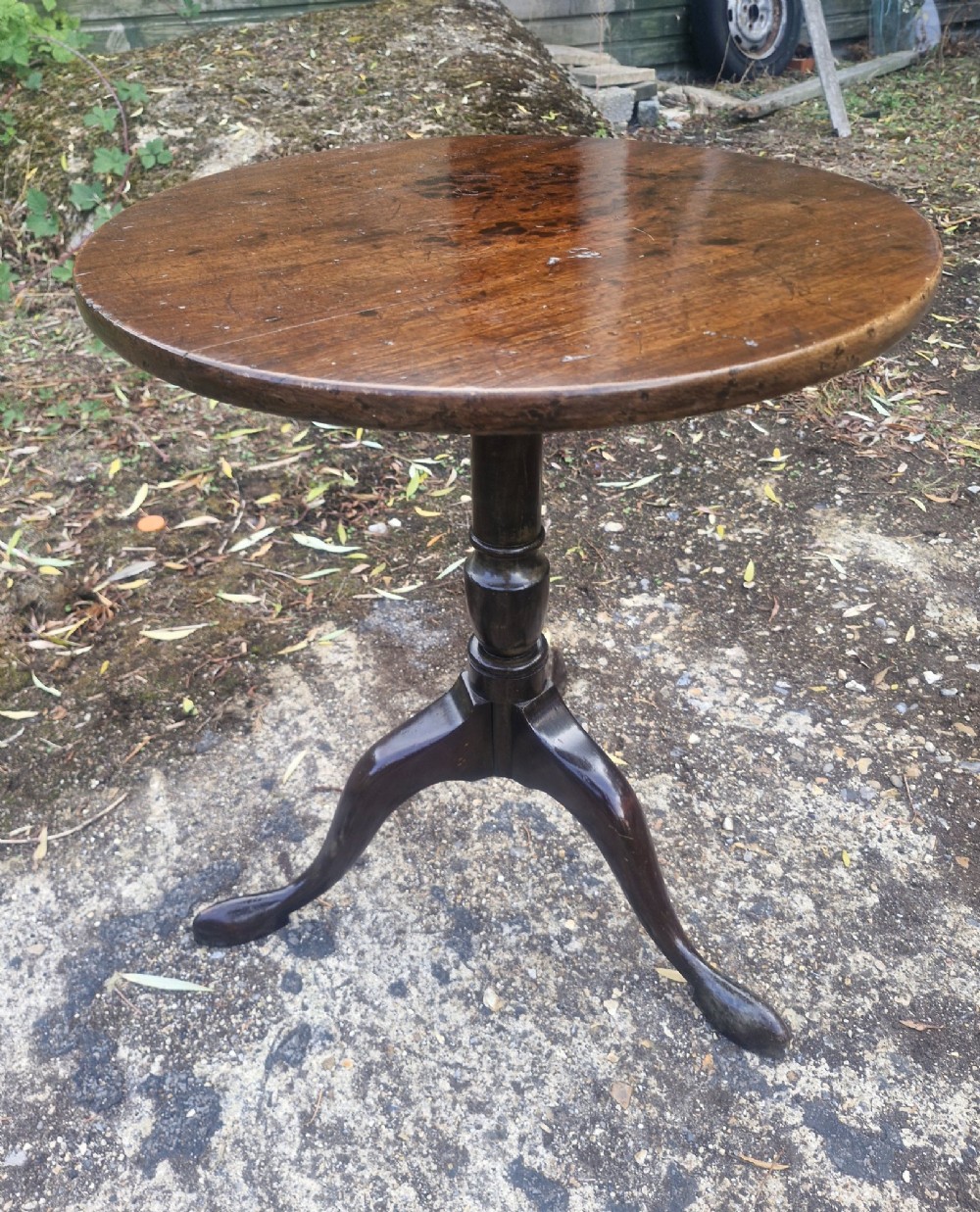 Regency mahogany tripod pedestal occasional table.