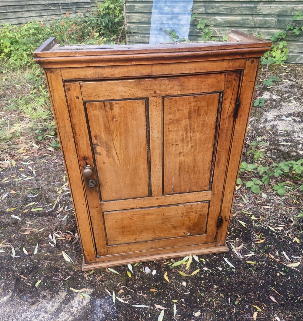 A Georgian timber wall cupboard featuring a panelled door with a turned handle and a brass keyhole. View VI