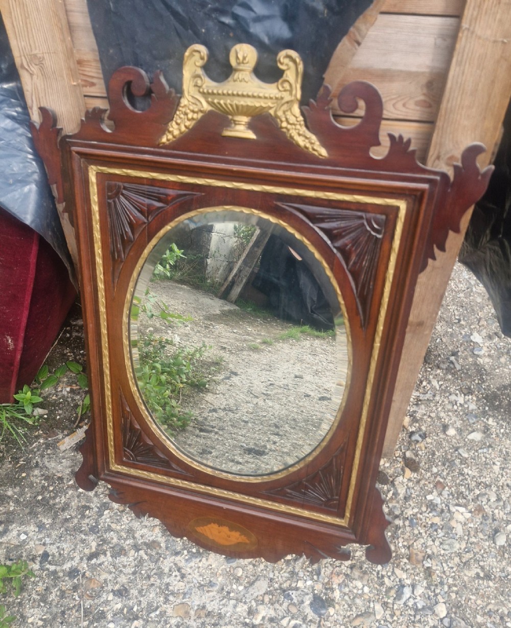 Mahogany and gilt framed wall mirror. View III
