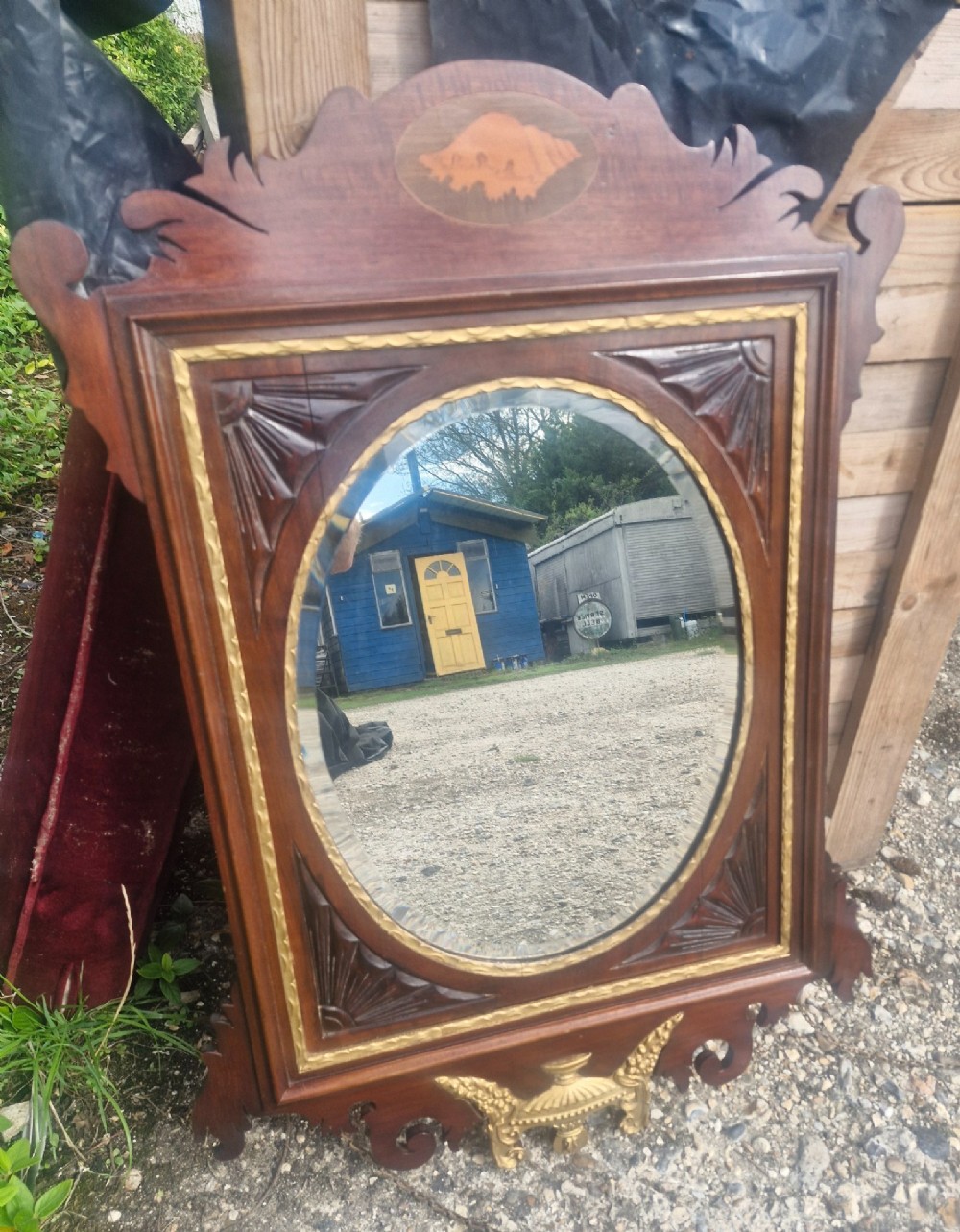 Mahogany and gilt framed wall mirror. View IV