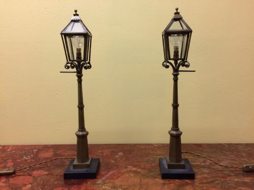 Pair of Late 19th C Miniature Brass  Street Lamps