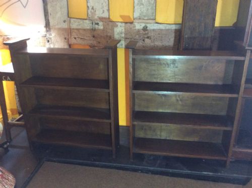 Pair of Oak Arts & Crafts Style Open Bookcases.