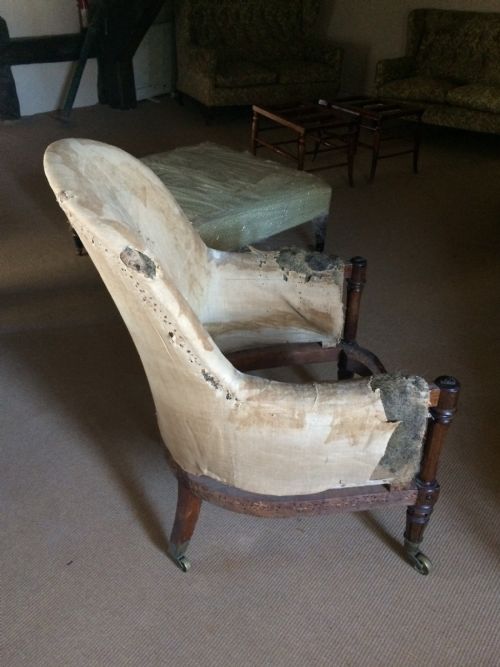 19th C Rosewood Library Armchair for Upholstery.19th C Rosewood Library Armchair.