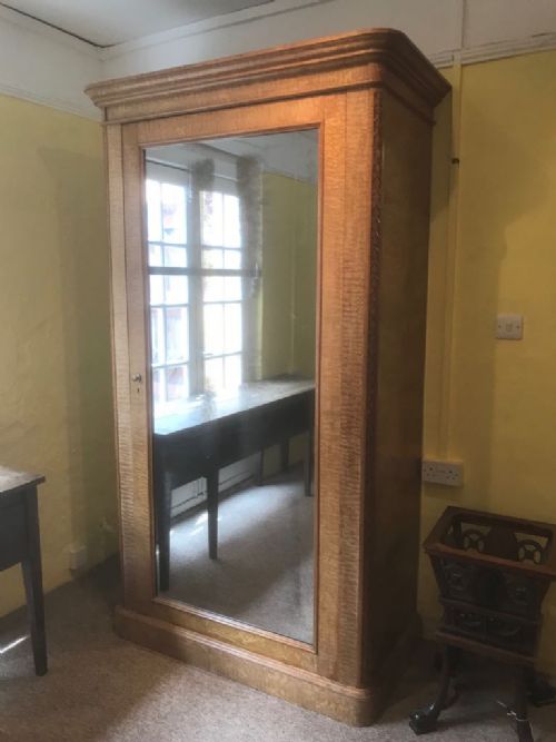 19th C Hungarian Ash Single Door Wardrobe by Holland &Sons, C. 1870.