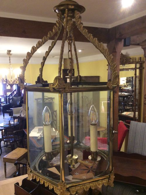 19thc Large Gilt and Brass Lantern, Rewired and Pat Tested.