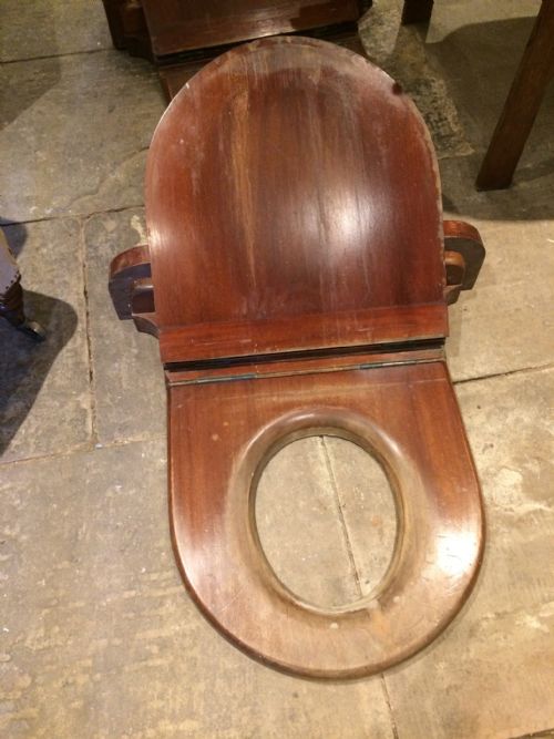 Pair of 19thc Mahogany Toilet Seats Stamped Doulton&co