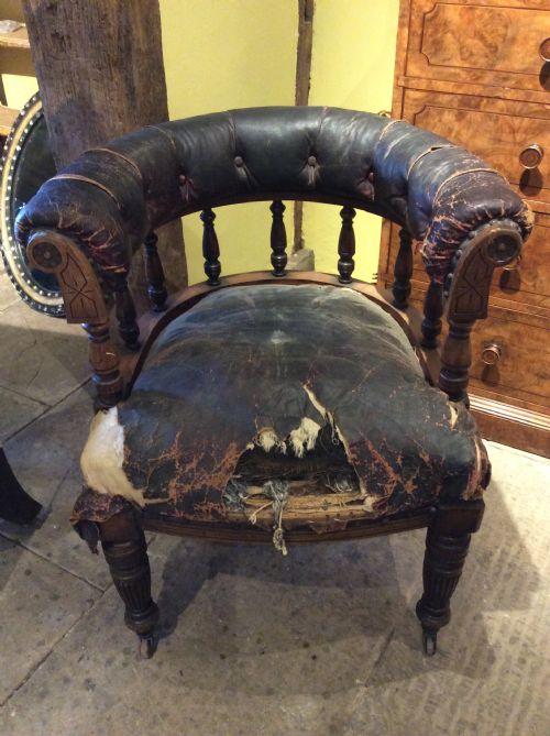 19thc Tub Desk Chair for Upholstery
