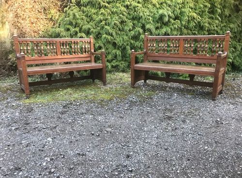 Pair of Edwardian Oak Benches, C.1890