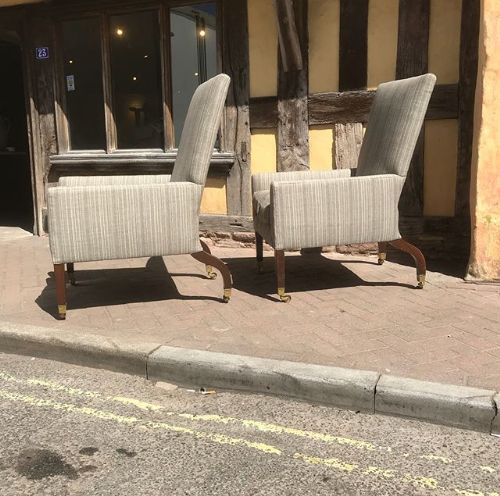 Large Pair of Mahogany  Library Armchairs, One Armchair Late 18th Early 19thc, One Made of Later Date