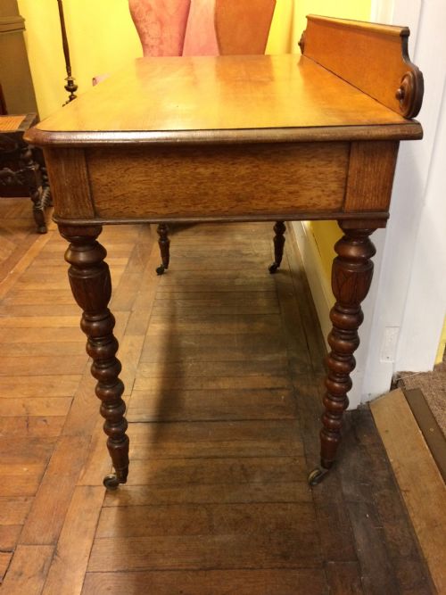 19thc Oak 2 Drawer Side Table, Stamped T. Seddon London