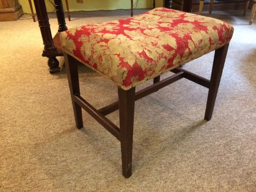 18thc Mahogany Stool with Petit Point Tapestry