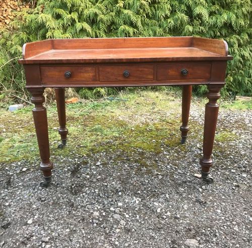 19thc Mahogany  3 Drawer Writing Table