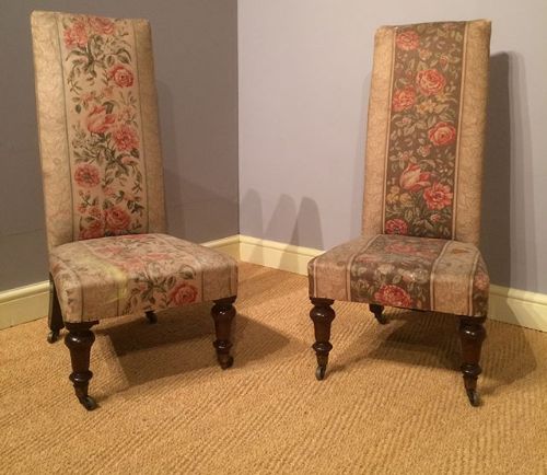 19thc Pair of Rosewood High-backed Chairs