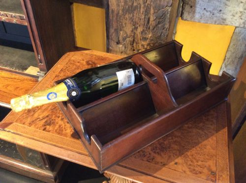 18thc Mahogany Bottle Carrier for Half Bottles