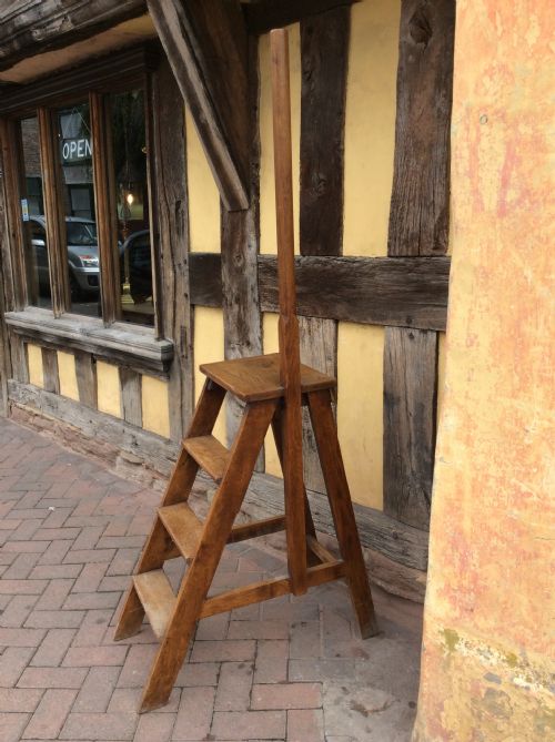 19thc Oak Library Steps