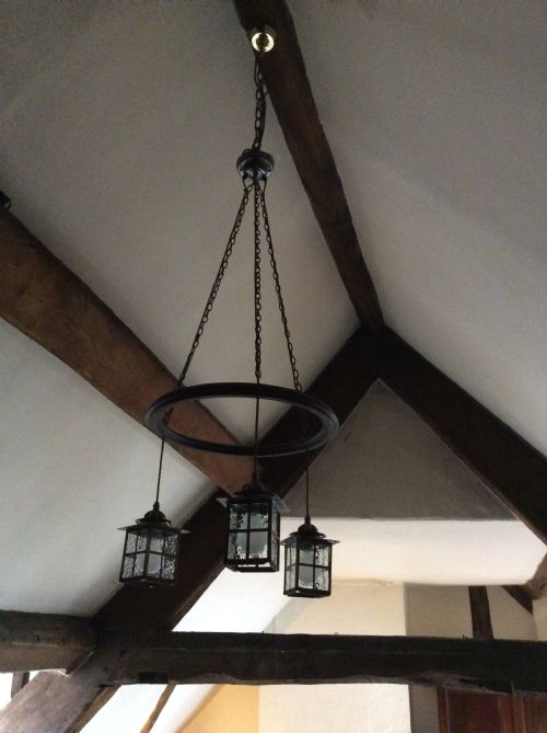 ARTS CRAFTS 3 LANTERN CHANDELIER - ADDITIONAL PHOTO 4