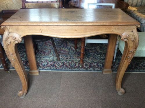 19thc Light Oak Console Table on Cabriole Legs