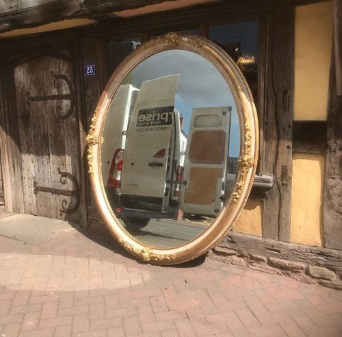 19thc Very Large Oval Mirror