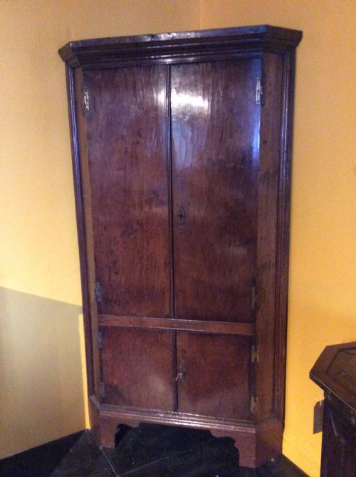 18thc Walnut and Oak Corner Cupboard