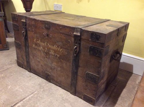19thc Oak & Iron Bound Silver Chest