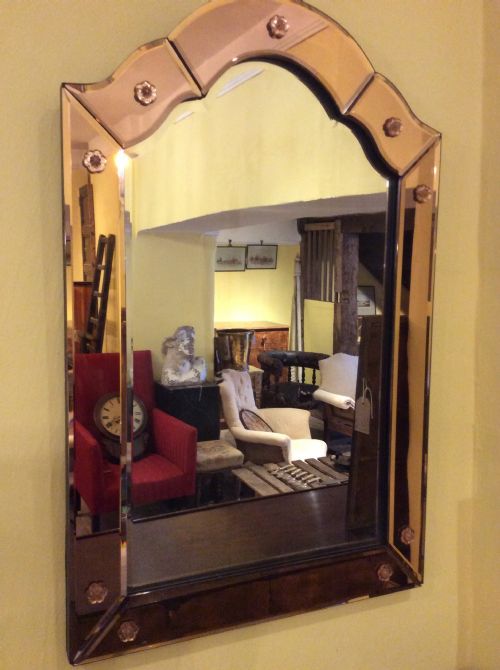 Art Deco Two Colour Tone Bevelled Mirror