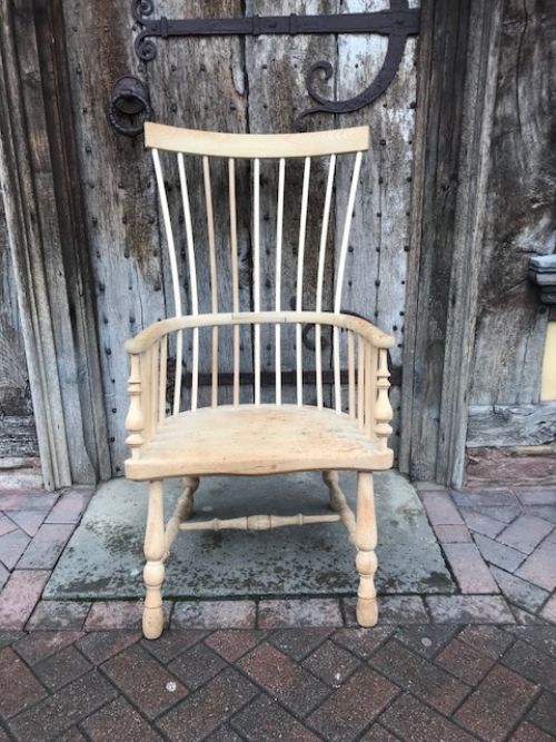 19thc Ash and Elm Stick Back Chair