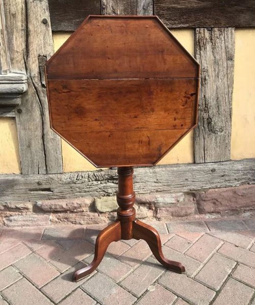 18thc Yew Wood Octagonal Tripod Table