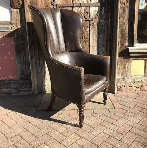 19thc Regency Mahogany Reeded Leg Barrel Back Armchair